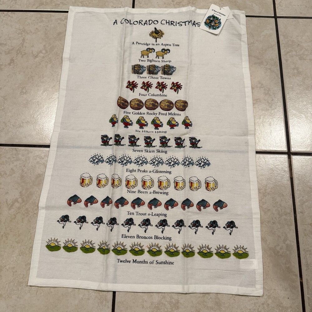 Peking Handicraft 12 Days Of Co. Christmas Cotton Kitchen Tea Towel